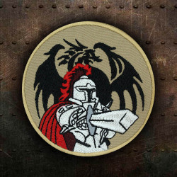 Spartans Drachenemblem bestickter Aufbügler zum Aufbügeln mit Klettverschluss